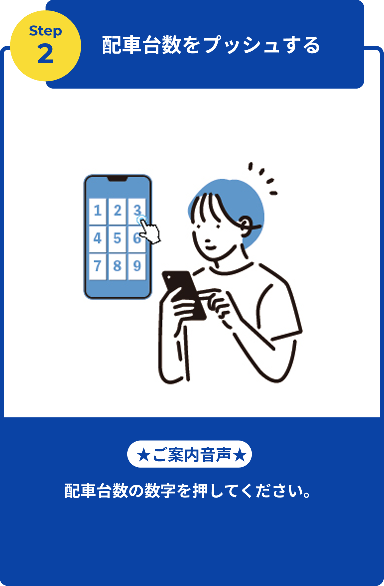 配車台数をワンプッシュで呼べる